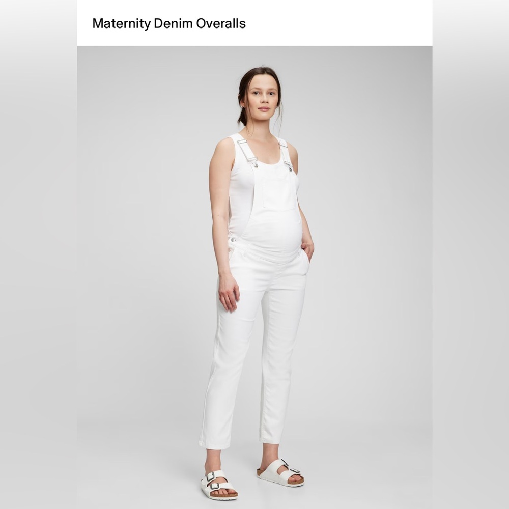 White Maternity Denim Overalls
